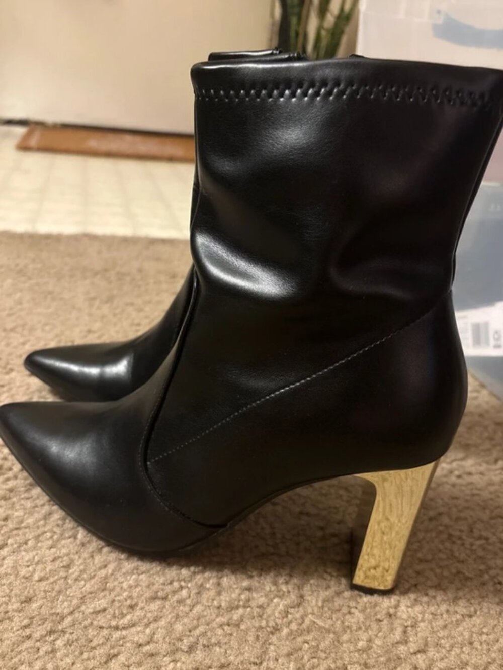 Women’s Black Boots w/ tall gold heel
